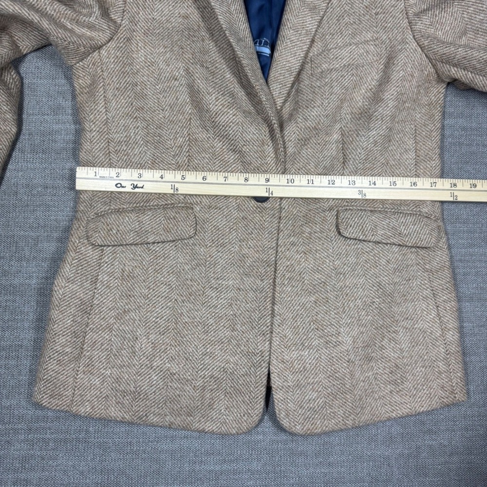 Boden British Tweed Wool Blazer Tan Herringbone Abraham Moon London Lining US 8R - Picture 9 of 13